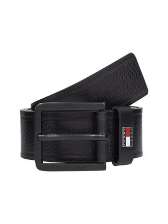 Tommy Jeans Lederg&uuml;rtel TOMMY JEANS TJM ELEVATED FLAG LEATHER 3.5 cm breit, Herren, Gr. 80, schwarz, Rindsleder, unifarben, G&uuml;rtel Lederg&uuml;rtel, Gr&ouml;ssenverstellbar