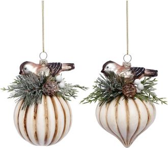 Mark Roberts Ribbed Festive Ornament, Set of 6 in Brown at Nordstrom