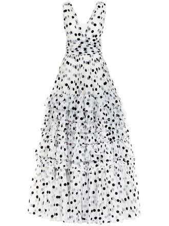 Dolce & Gabbana polka dot-print tulle maxi dress - women - Silk/Cotton/Polyamide/Polyamide/Spandex/Elastane - 36 - White