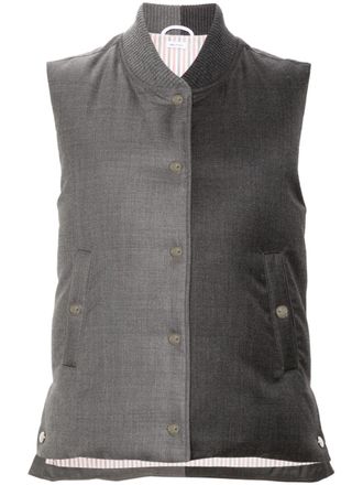 Thom Browne baseball-collar wool gilet - Grey