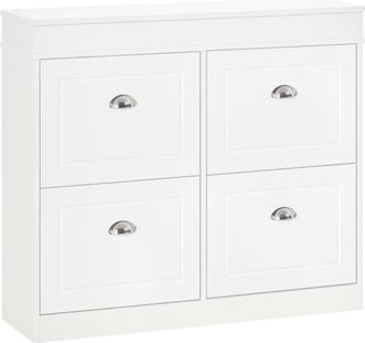 OEM Zapatero De Madera Melaminada, 98x24x83 Cm, Capacidad Para 16 Pares, Estantes Ajustables, Dispositivo Antivuelco