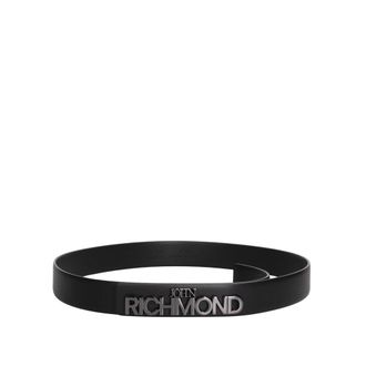 John Richmond Accessoires, Heren, Zwart, 110 CM, Leer, Logo-Gesp Heupriem