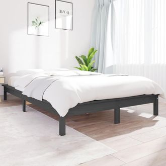 vidaXL Estructura De Cama Madera Maciza De Pino Gris 120x190 Cm Vidaxl
