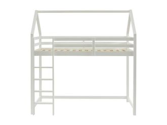 Vente-Unique Hut Loft Bed - 90 X 190 Cm - Solid Pine - White - TARZIA | Size: Single