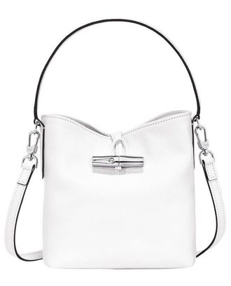 Longchamp Bucket-Tasche aus genarbtem Leder Roseau S, Frau, Weiss, TU