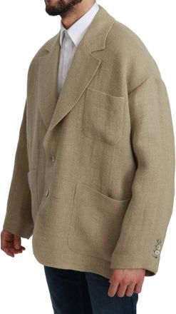 Dolce & Gabbana Beige Jacket Mens 100% Jute Blazer Mens Coat