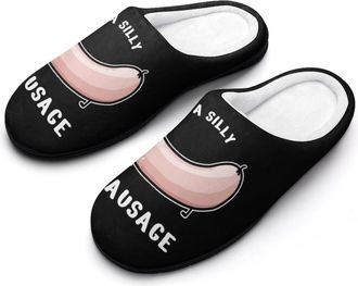 Generic Funny Sausage Slippers Men Winter Warm Cotton Anti-Slip Indoor Slip-Ons House Shoes