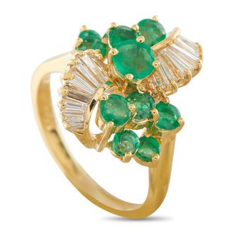 Luxury Bazaar 18K Yellow Gold 0.90ct Diamond and Emerald Ring MF27-050626