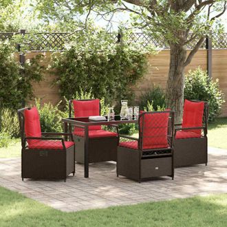 vidaXL Vidaxl - Conjunto De Comedor De Jard&iacute;n 5 Pcs Marr&oacute;n Rat&aacute;n Sint&eacute;tico