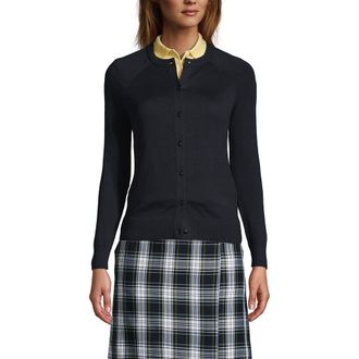 Lands End School Uniform Young Cotton Modal Cardigan Sweater in Black at Nordstrom, Size Xx-Small