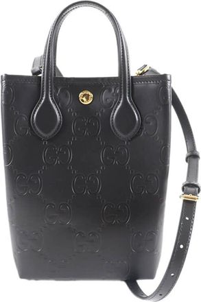 Gucci Pre-owned Gucci Super Mini GG Debossed Calfskin Satchel Ladies WYF47ONV8K82J50F