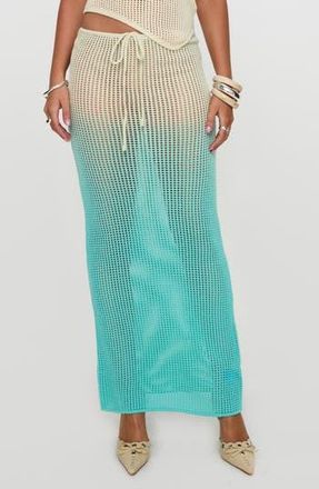 Princess Polly Ombr&eacute; Open Stitch Maxi Skirt in Blue /Cream at Nordstrom Rack, Size 4