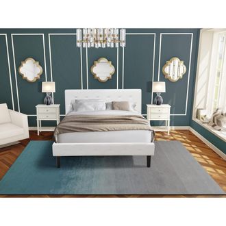 East West Furniture NL19Q-2VL0C 3 Piece Bed Set - 1 Bed White Velvet Fabric Headboard and 2 Nightstands - Wire Brushed Butter Cream Finish Nightstand