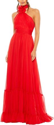 Mac Duggal Ruched Detailed High Neck Evening Dress