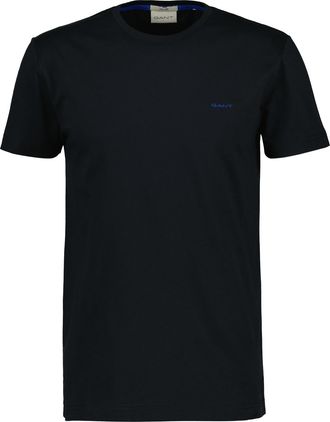 GANT T-Shirt GANT CONTRAST LOGO, Herren, Gr. 4XL, schwarz, Web, Obermaterial: 100% Baumwolle, unifarben, regular fit normal, Rundhals, eingesetzt abgestepp