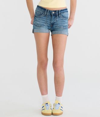A&eacute;ropostale Premium Seriously Stretchy Low-Rise Denim Midi Shorts