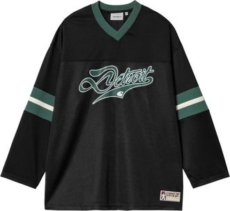 Carhartt Work in Progress Tops, Heren, Zwart, M, Polyester, Detroit Mesh Longsleeve T-shirt - Zwart/Spar/Was