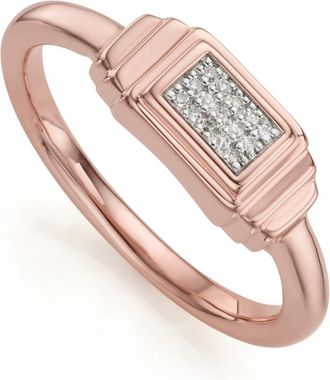 Monica Vinader Rose Gold Baja Deco Diamond Ring Diamond
