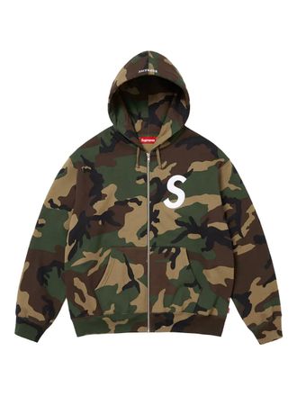 SUPREME S hoodie met rits en logo - Groen