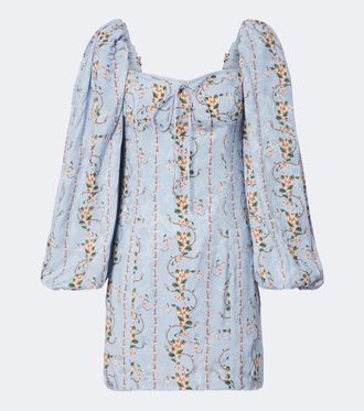 Agua Bendita Lorena floral puff-sleeve minidress