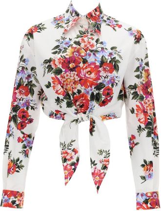 Dolce & Gabbana Crop-Hemd mit Blumendruck