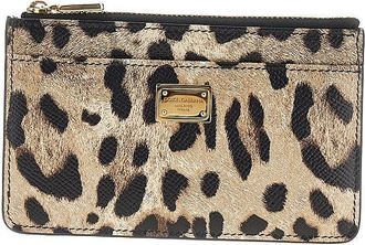 Dolce & Gabbana Leopard-print leather cardholder pouch Woman One Size