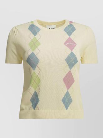 Ganni argyle pattern crew neck knit top