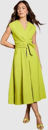 Coast Belted Crepe Dress in Lime at Nordstrom, Size 6