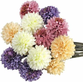 OEM Chrysanth&egrave;me Artificiel - Soie Haute Qualit&eacute; - Tige Acier Recouvert Plastique - Pour D&eacute;coration Int&eacute;rieure Bureau Mariage F&ecirc;te - 12 Pi&egrave;ces