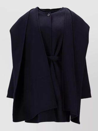 Parosh hooded coat belted waist button detail
