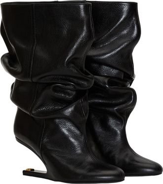 Balmain No Wedge textured leather ankle boots in Black at Nordstrom, Size 41