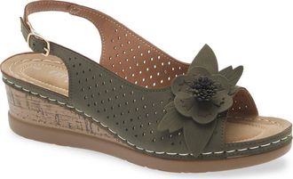 Eddie Marc Bethea Floral Appliqu&eacute; Slingback Sandal in Green at Nordstrom Rack, Size 11