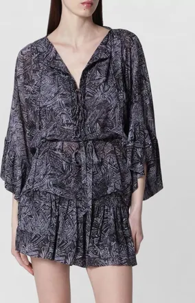 Isabel Marant v neck dress flared sleeves drawstring
