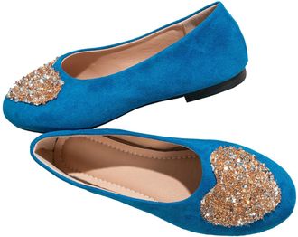 Generic Rhinestone Suede Soft-Soled Fairy-Style Round-Toed Flat Shoes, Rhinestone Womens Sparkly Orthopedic Loafers, Glitter Slip-On Flats with Heart Details 