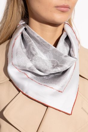 Jacquemus Silk Scarf With Print, Unisex, Grey