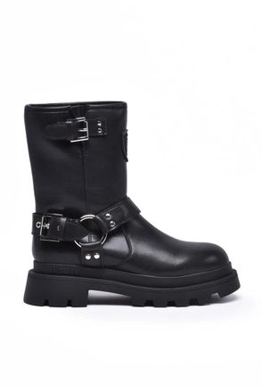 Blauer Black Leather Rubber Mens Biker Boots