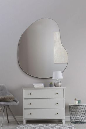 MirrorOutlet The Lapillus - Frameless Pebble Wall Mirror 47 X 39 (120CM X 100CM) in Silver | Size: 1 Pack