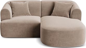 Cosmopolitan Design Sof&aacute; esquinero derecho modular 3 plazas de terciopelo beige oscuro