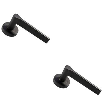 Loops 2x PAIR Straight Rounded Handle on Round Rose Concealed Fix Matt Bronze