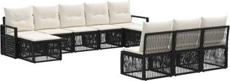 vidaXL Conjunto De Sof&aacute;s De Jard&iacute;n 10 Uds. Negro Rat&aacute;n Sint&eacute;tico Vidaxl