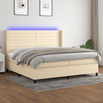 vidaXL Vidaxl - Cama Box Spring Colch&oacute;n Y Luces Led Tela Crema 200x200 Cm