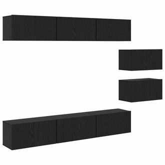Berkfield Home TV Cabinet 8 pcs Black oak 60 x 30 x 30.5 cm Engineered wood