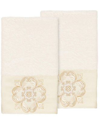 Linum Home Textiles 100% Turkish Cotton Alyssa 2Pc Embellished Hand Towel Set