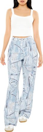Forever 21 Womens Distressed Print Jeans Trouser, Medium Denim, W25