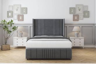 Comfort Beds Grace Coniston Divan Base No Drawers - 54 Wingback-Footboard in Dark Grey | Size: King