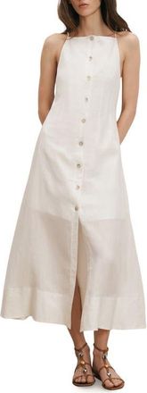 Veronica Beard Georges Linen Button-Up Midi Sundress in White at Nordstrom, Size 00