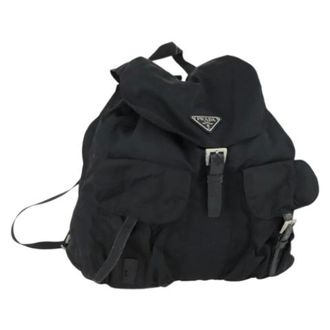 Prada Pre-owned Backpacks, female, Black, Size: ONE SIZE Pre-owned Vintage Nylon Backpack
