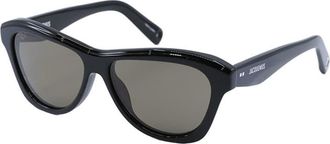 Jacquemus Sunglasses Cat Eye Full Rim, Shiny Black Frame And Grey Lens Jac/59C1