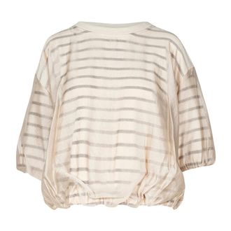 8pm Blouses, female, White, Size: L Tshirt Crop a Palloncino