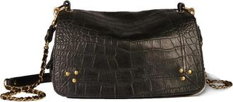 Jerome Dreyfuss Bobi Croco Shoulder Tas - Dames - Schoudertassen - Zwart - ONE Size - Leer - Tassen